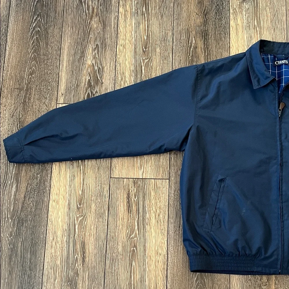 Chaps Flannel Lined Navy Blue Zip Up Jacket Mens Size Large
